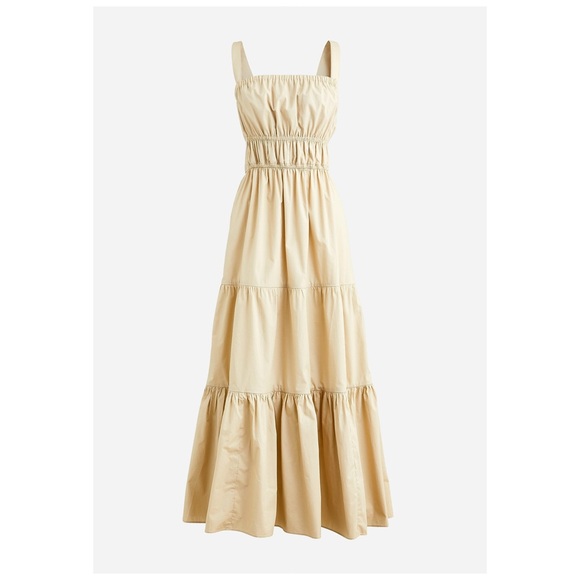J.Crew Tiered Convertible Strap Midi Dress XL Tan - Picture 2 of 7
